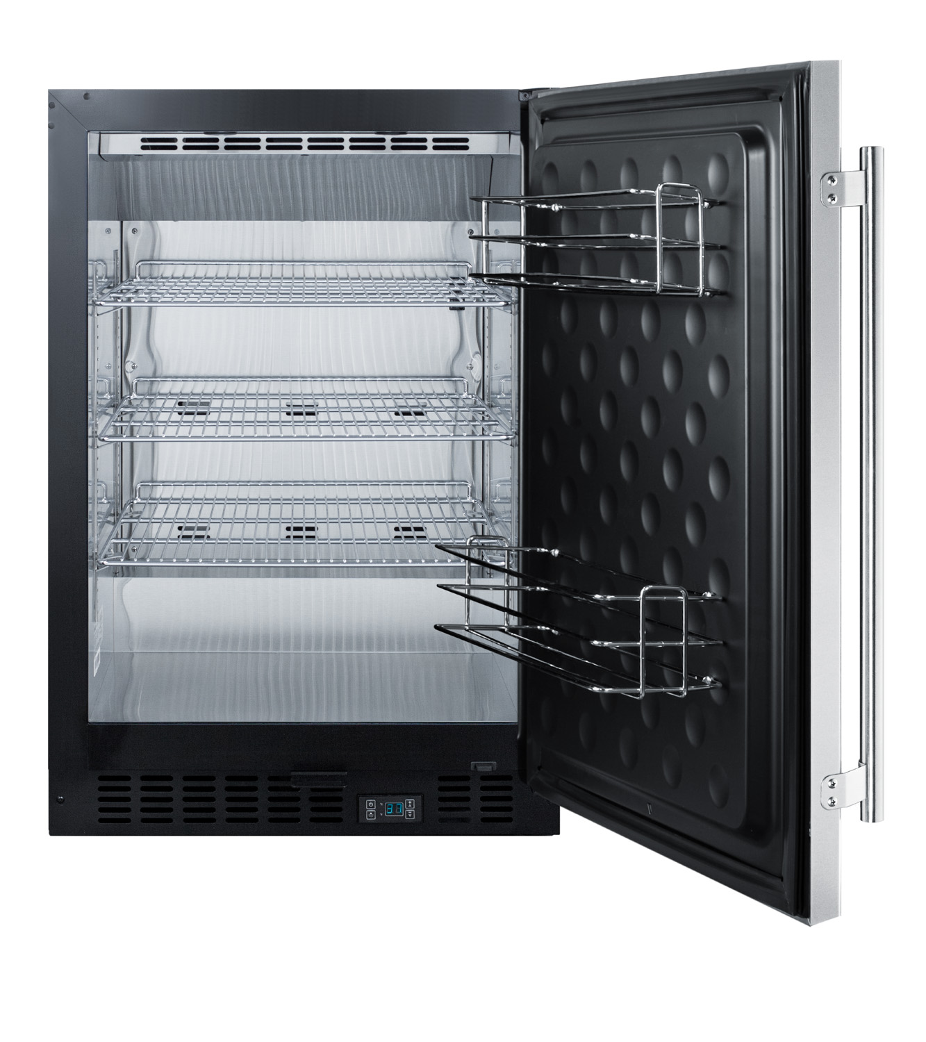 Built-in undercounter commercial all-refrigerator w/SS interior, lock, and digital thermostat